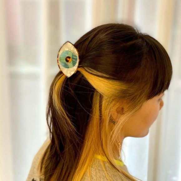 NEW Black Eye Evil Eye Marble Hair Claw Clip Accesory - Picture 3 of 8